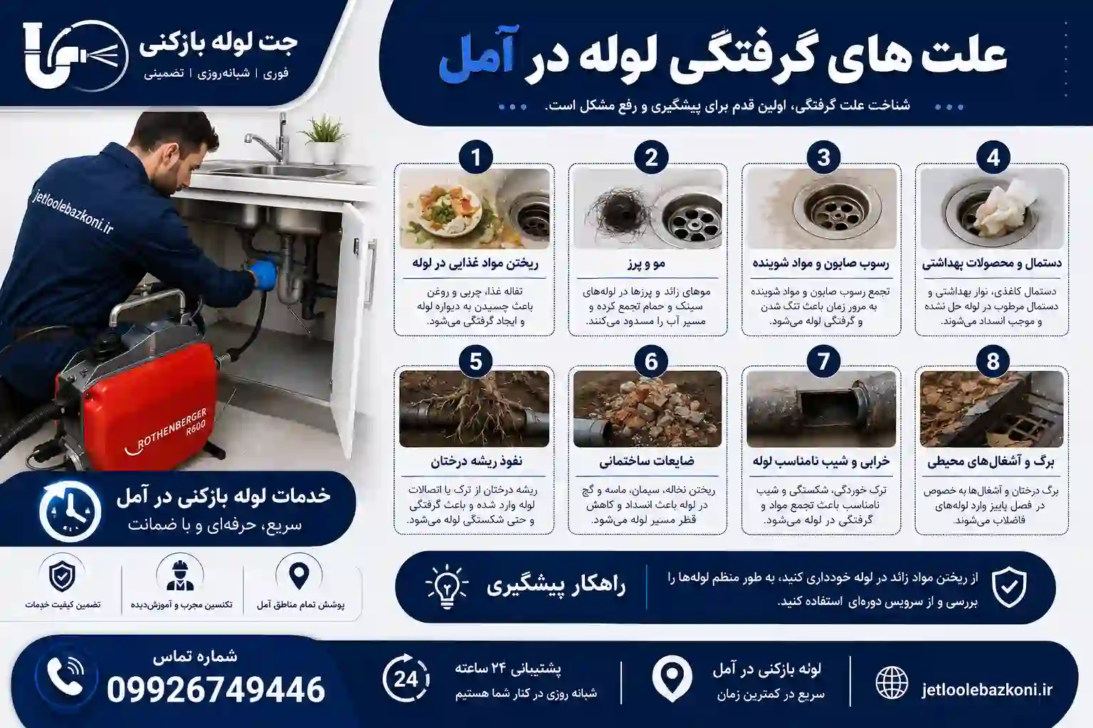علت های گرفتگی لوله در آمل